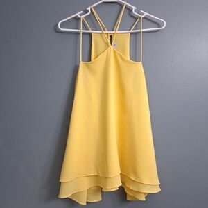 Ces Femme Pastel Yellow Flowy Layered Tank Top - Size L